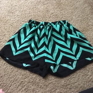 Black and Teal Shorts